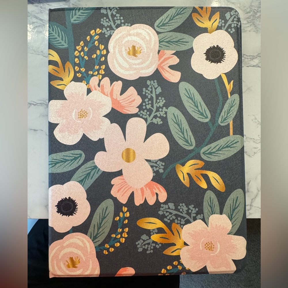 Aesthetic Flowers iPad 10.2 (2019) A2197 book style with stylus holder.